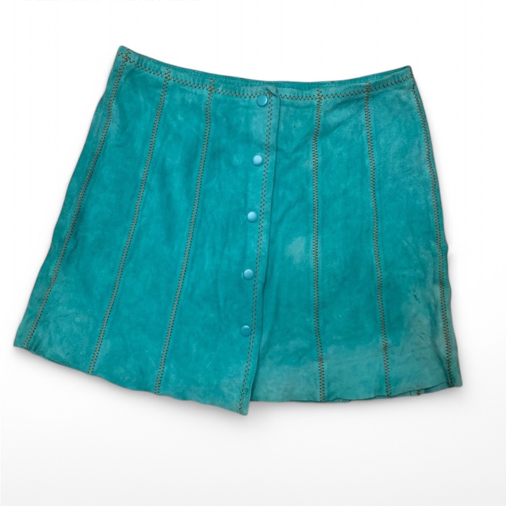 Vintage Turquoise Seude Gap Mini Skirt